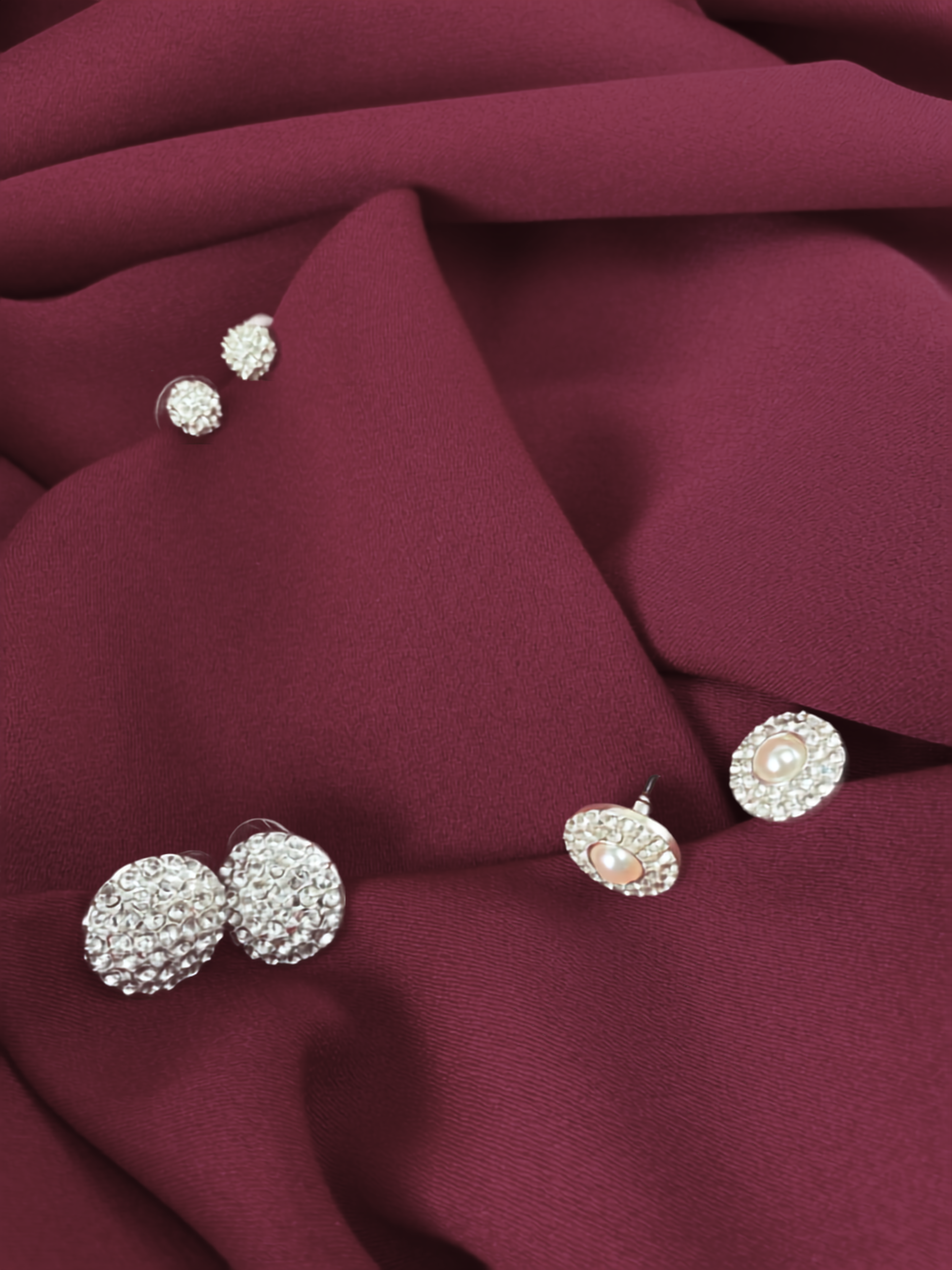 Pave Stone Trio Earrings