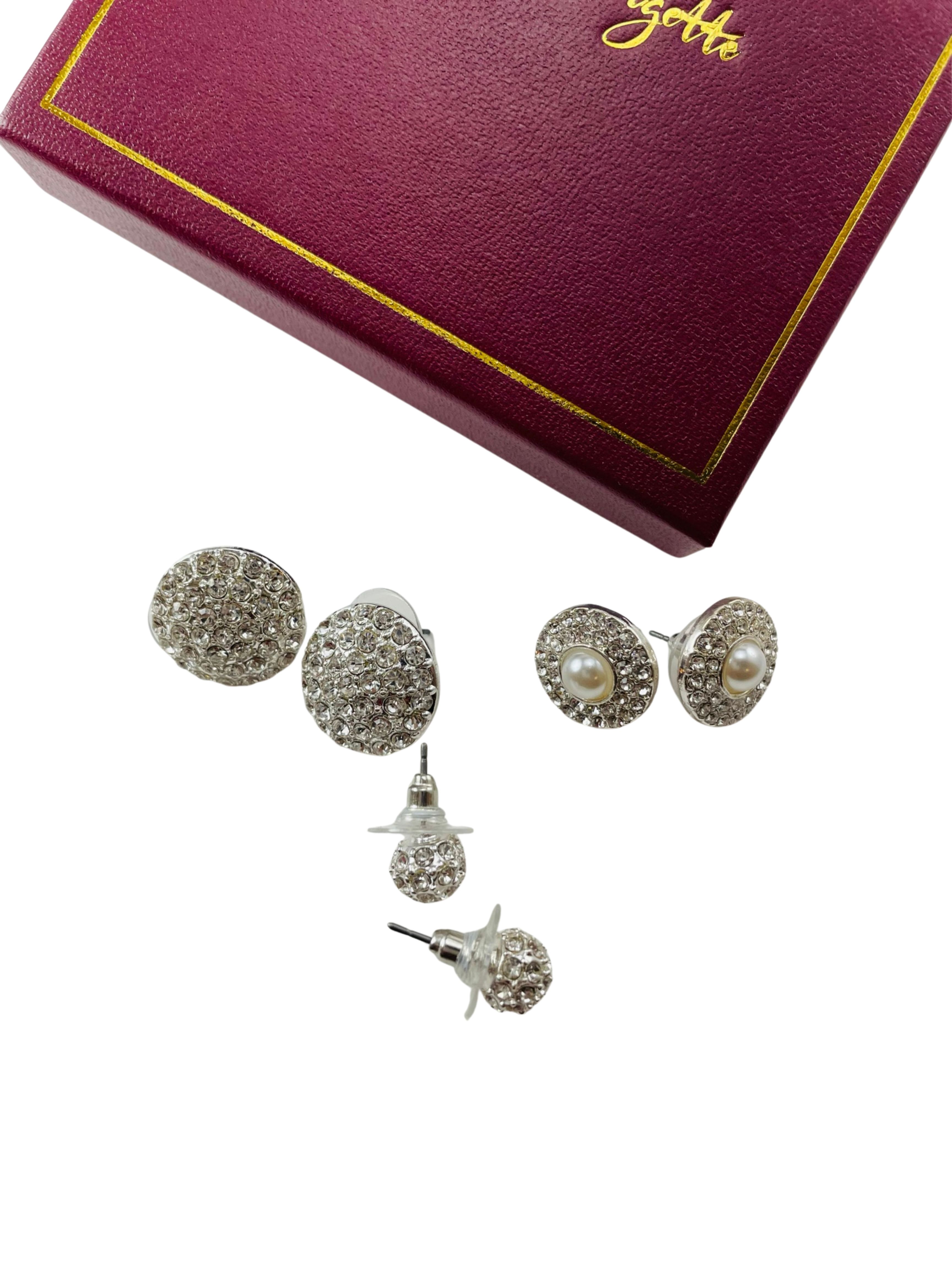 Pave Stone Trio Earrings