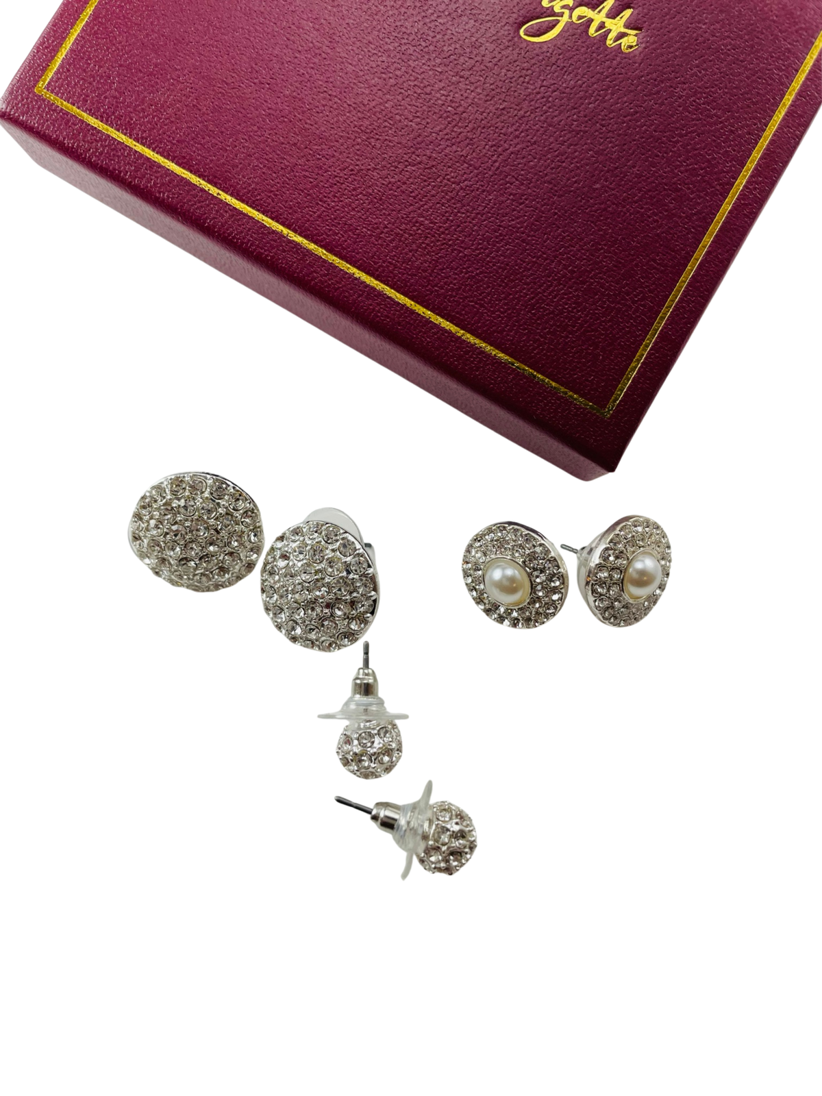 Pave Stone Trio Earrings